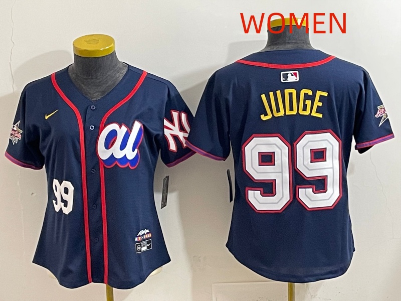 Women  2025 New York Yankees #99 Judge dark Blue All star Nike MLB Jersey style 0017->women mlb jersey->Women Jersey